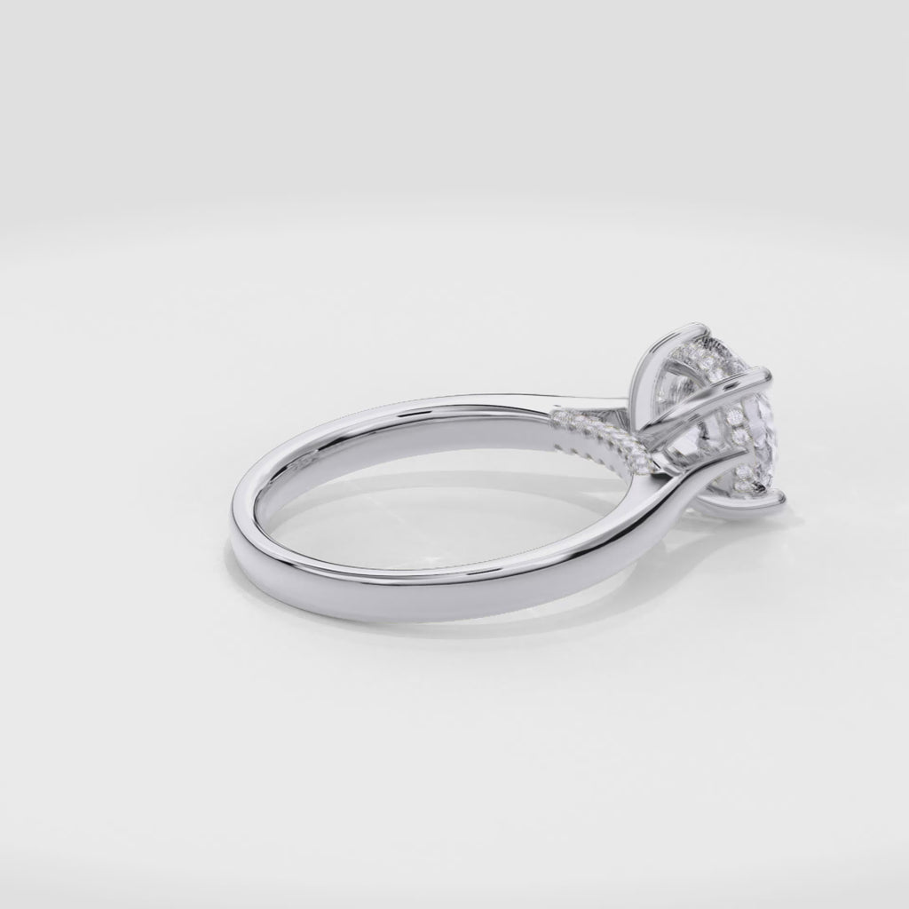 Elara Hidden Halo Salitaire Engagement Ring Round•White Gold