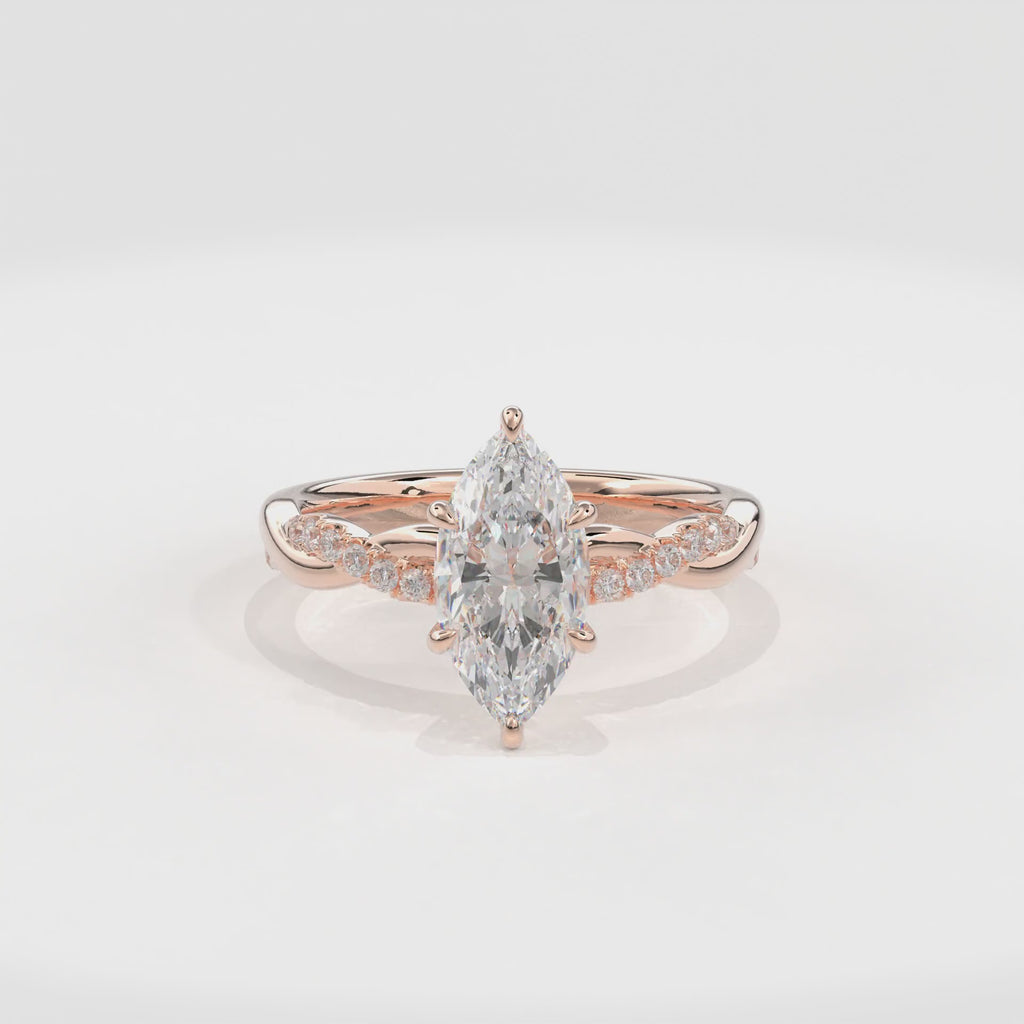 Rhea Twisted Pave Engagement Ring Marquise•Rose Gold