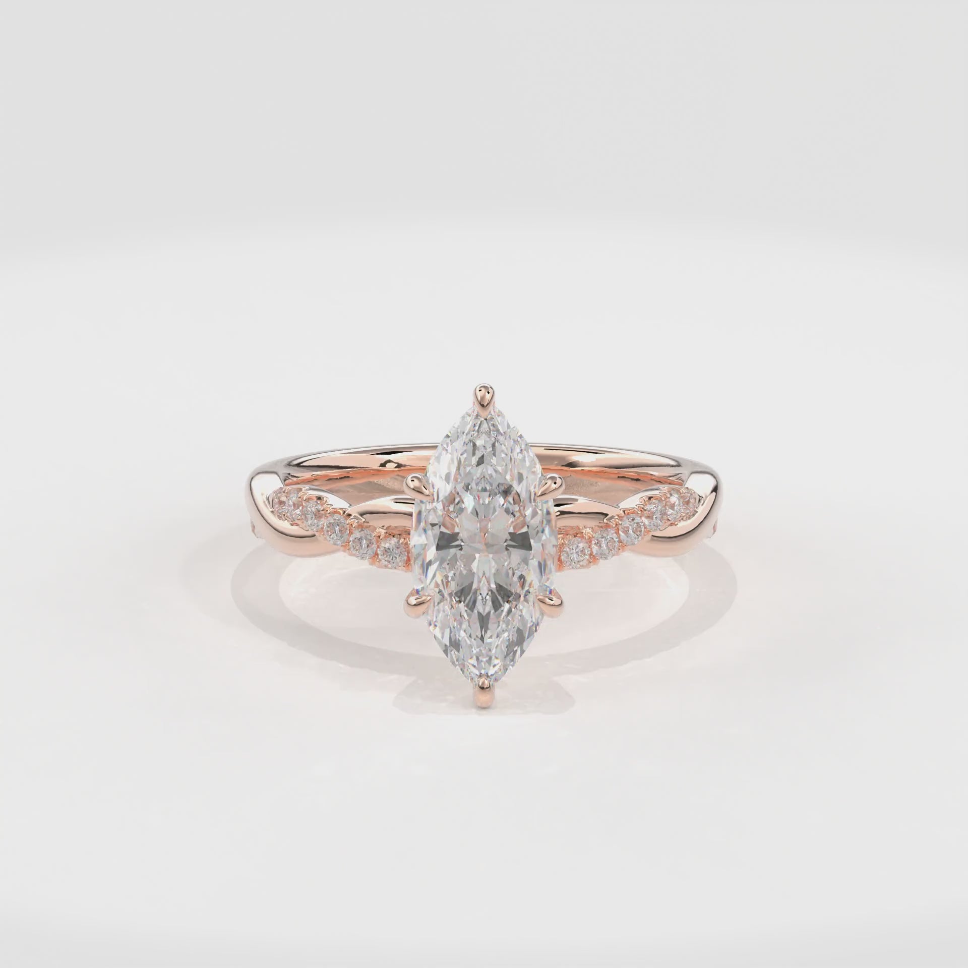 Rhea Twisted Pave Engagement Ring Marquise•Rose Gold