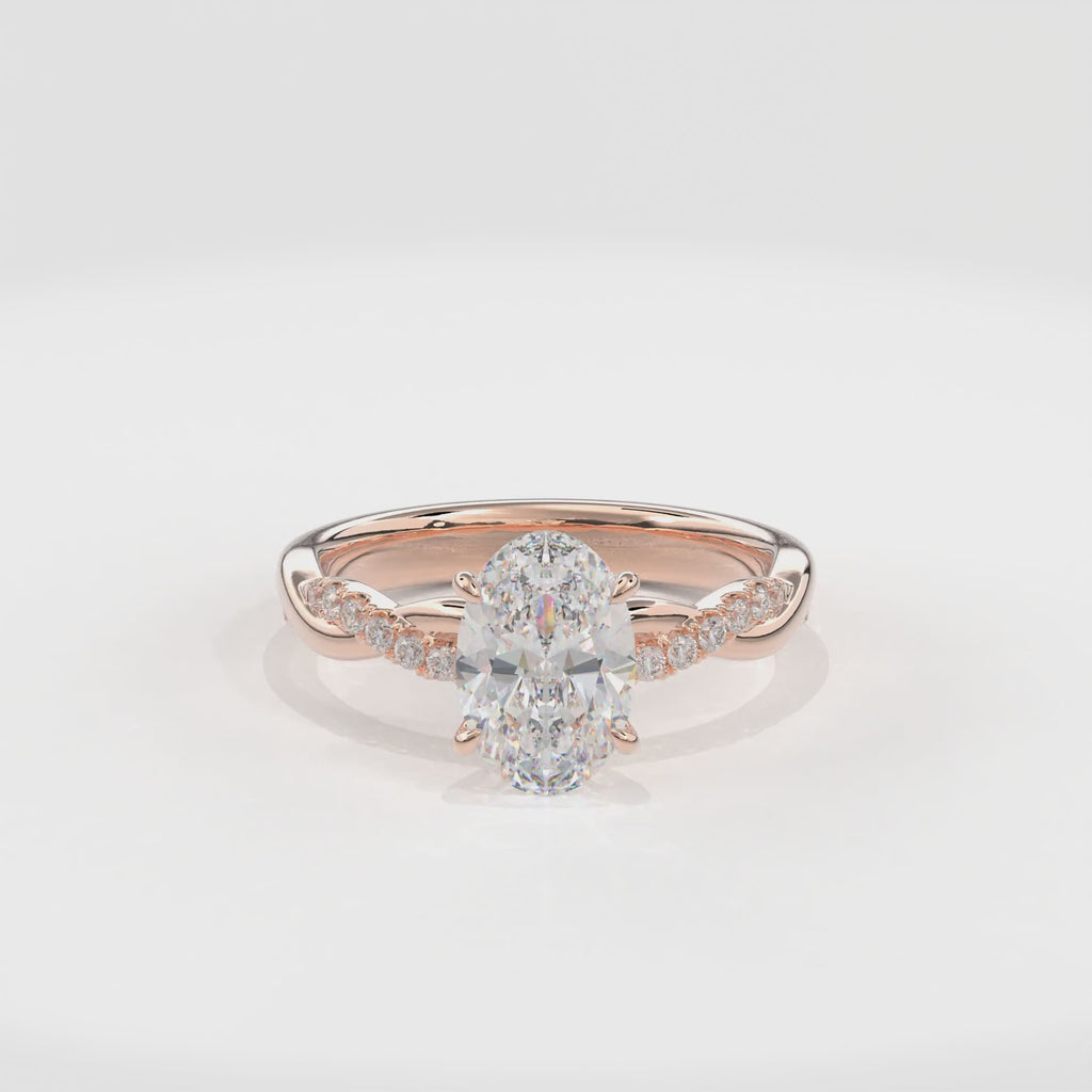 Rhea Twisted Pave Engagement Ring Oval•Rose Gold