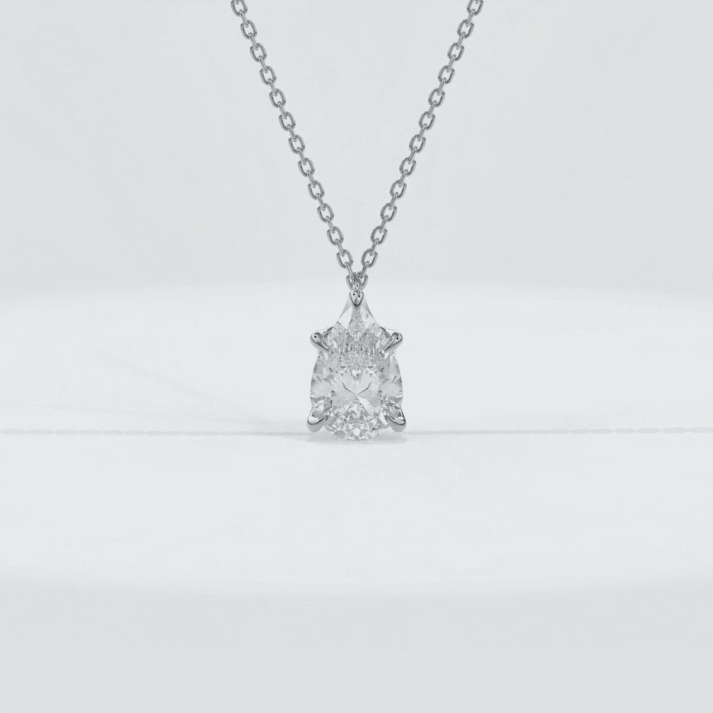 Dia Solitaire Necklace Pear•White Gold