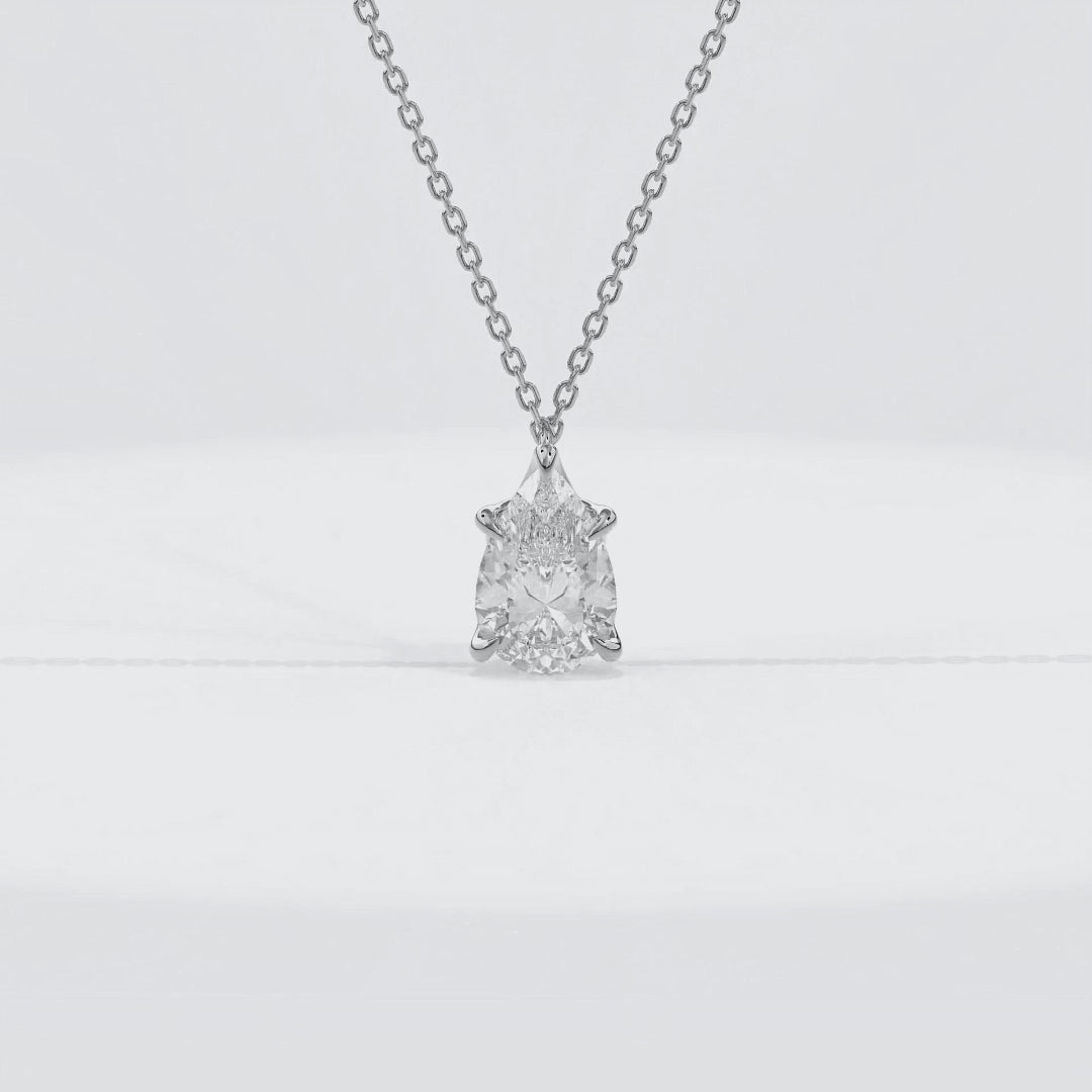 Dia Solitaire Necklace Pear•White Gold