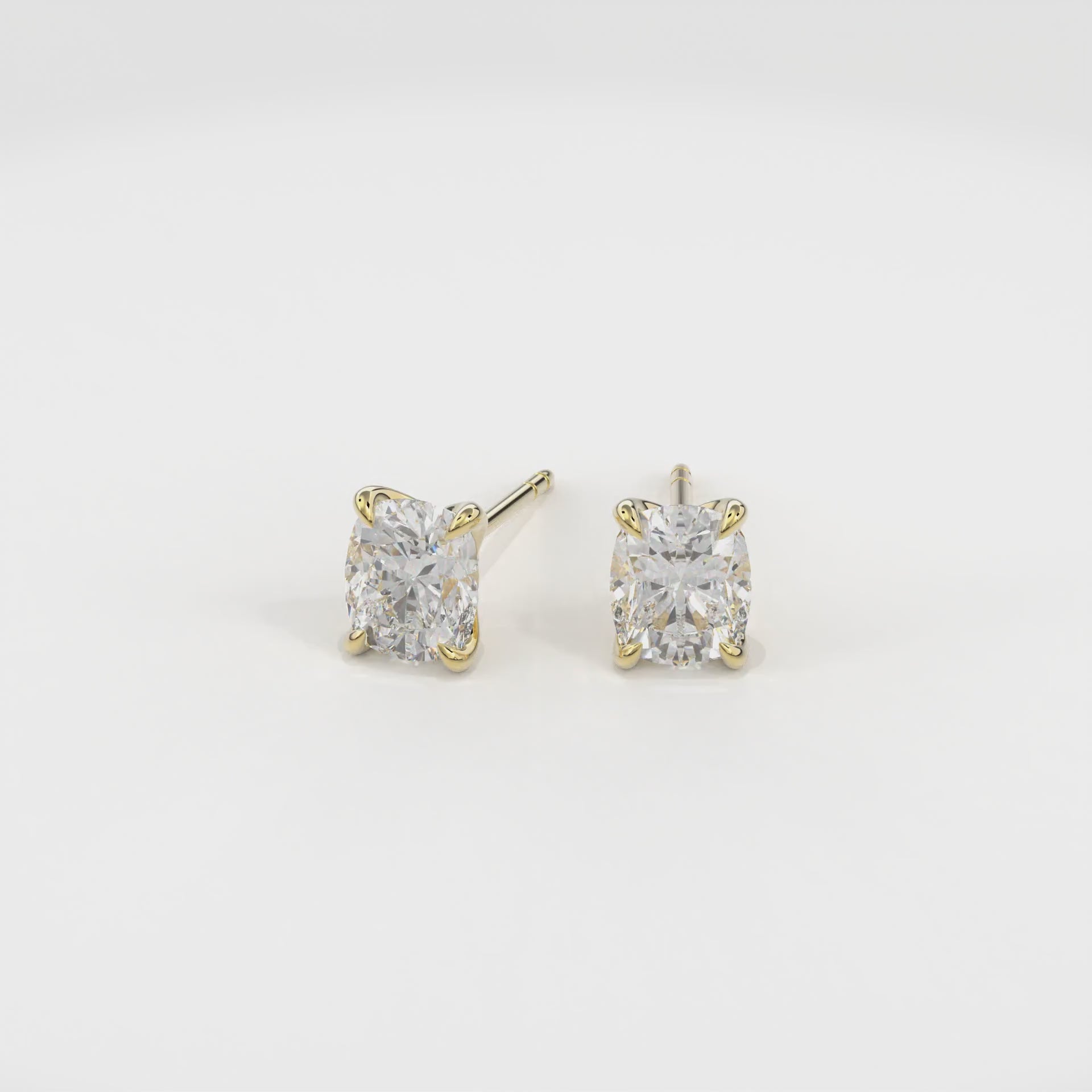 Dia Solitaire Single Stud Earring Cushion•Yellow Gold