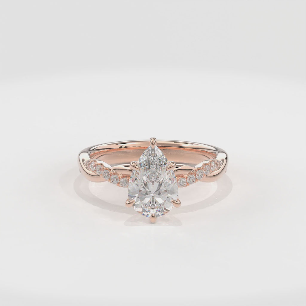 Rhea Twisted Pave Engagement Ring Pear•Rose Gold