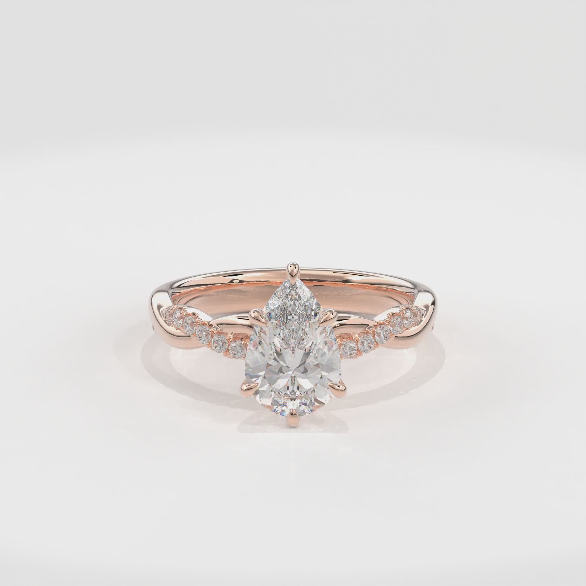 Rhea Twisted Pave Engagement Ring Pear•Rose Gold