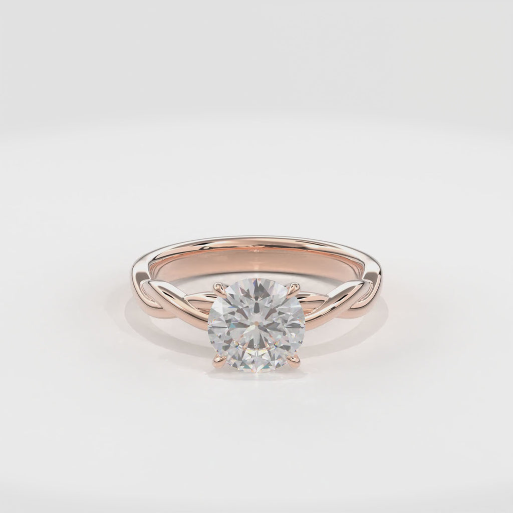 Rhea Twisted Engagement Ring Round•Rose Gold