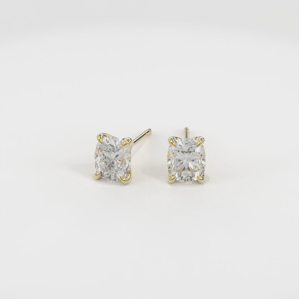 Dia Solitaire Single Stud Earring Cushion•Yellow Gold