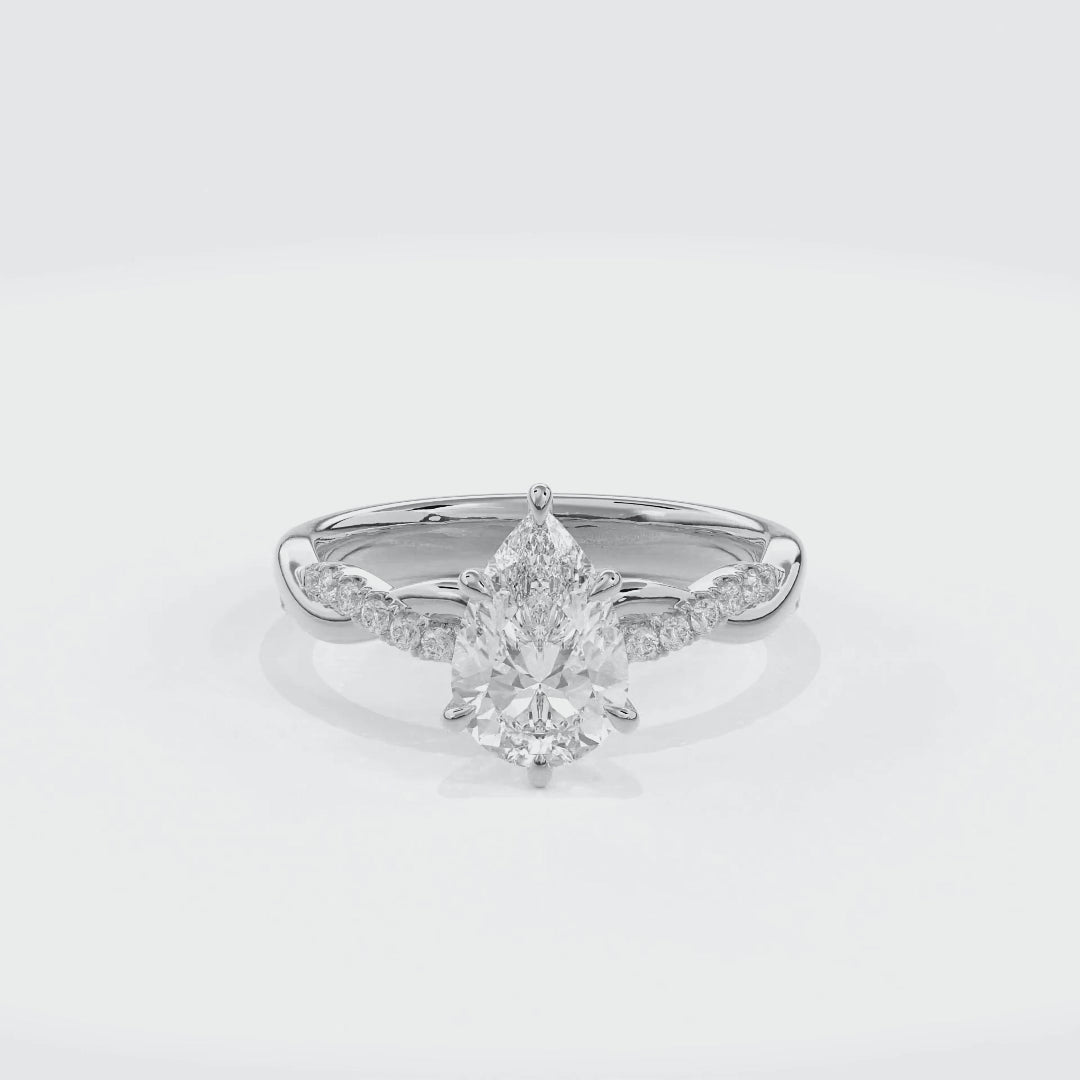 Rhea Twisted Pave Engagement Ring Pear•White Gold