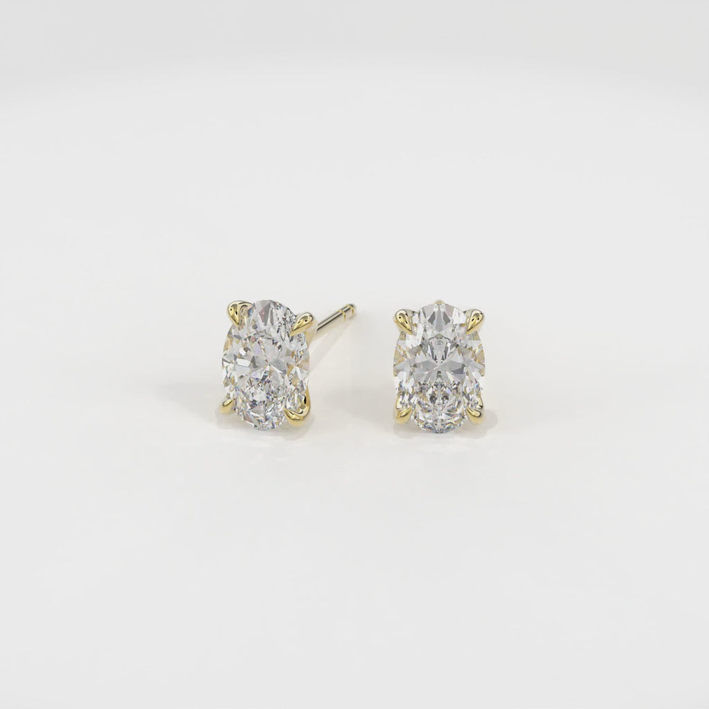 Dia Solitaire Single Stud Earring Oval•Yellow Gold