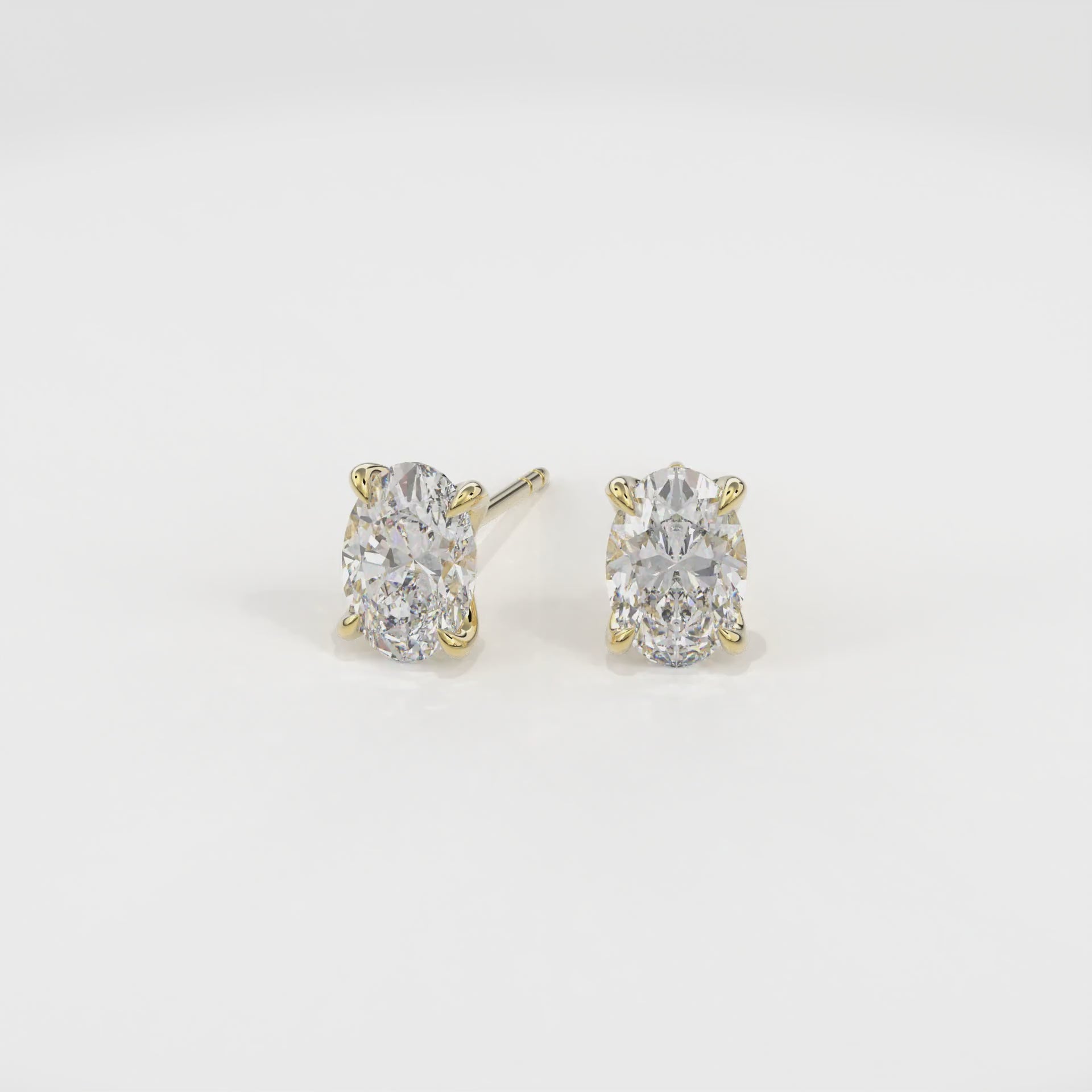Dia Solitaire Single Stud Earring Oval•Yellow Gold
