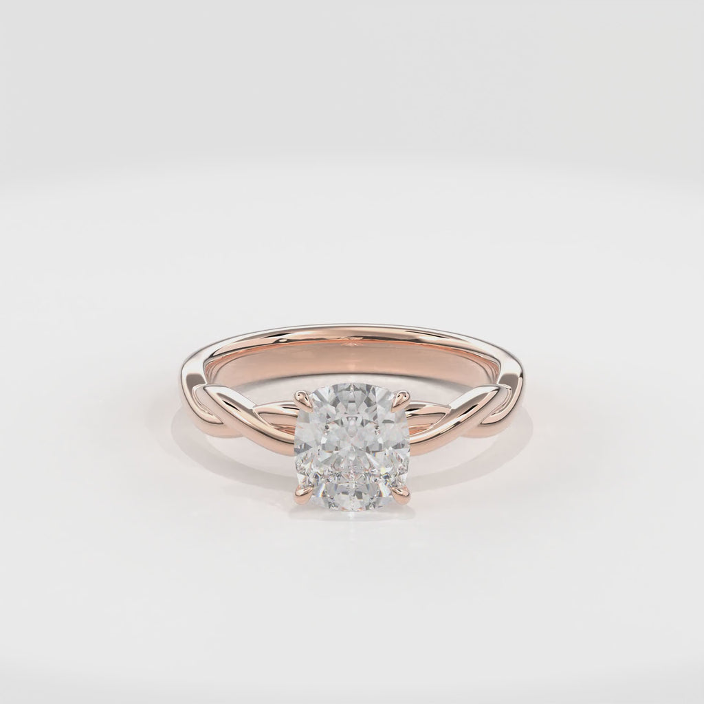 Rhea Twisted Engagement Ring Cushion•Rose Gold