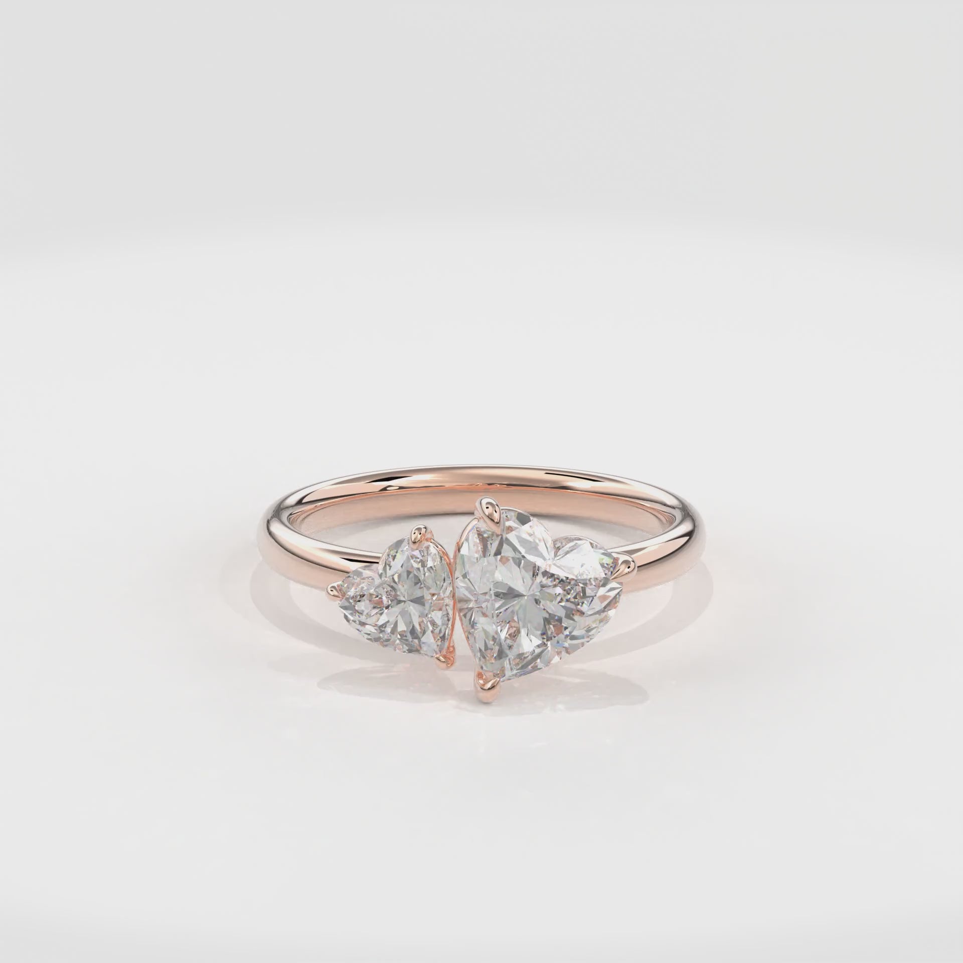 Callisto Two Stones Engagement Ring Heart•Rose Gold