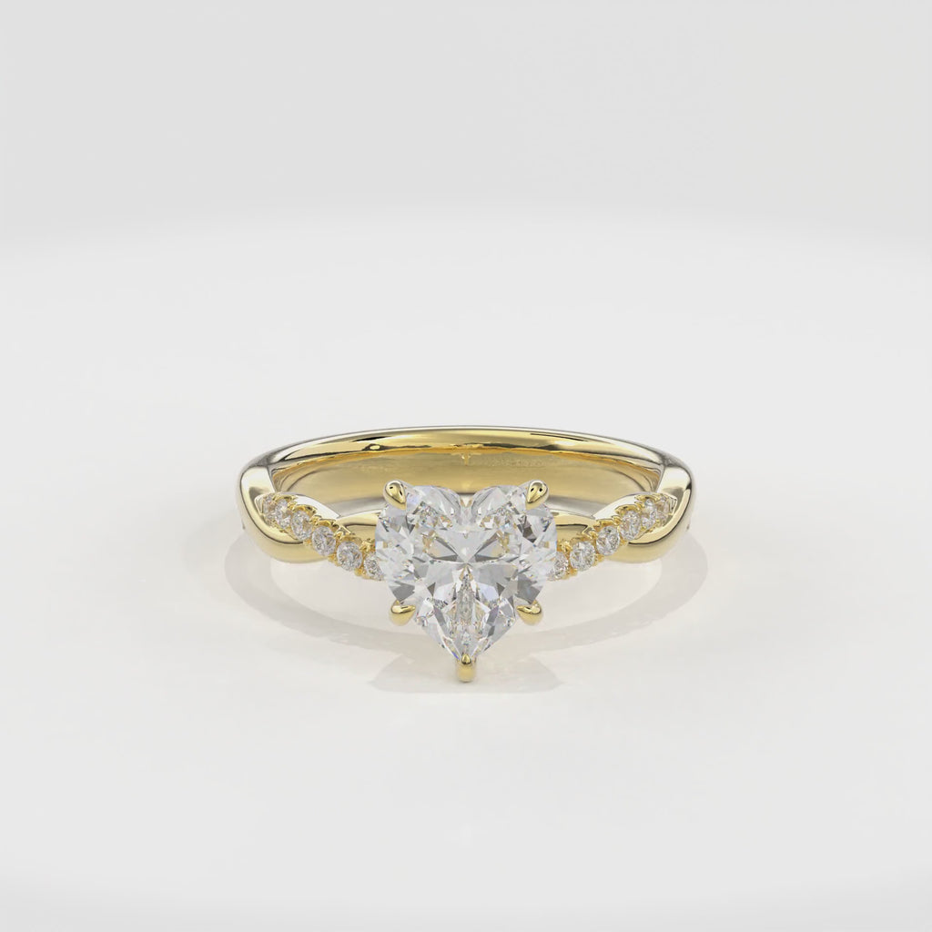 Rhea Twisted Pave Engagement Ring Heart•Yellow Gold