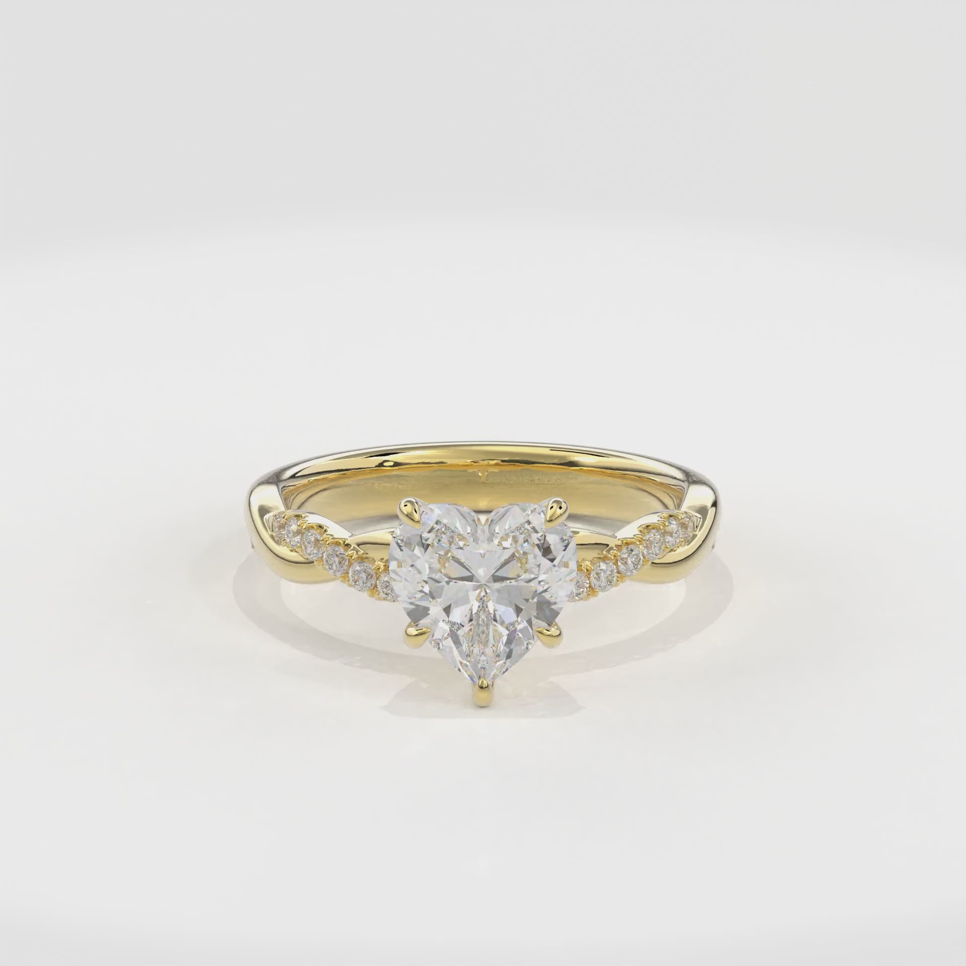 Rhea Twisted Pave Engagement Ring Heart•Yellow Gold