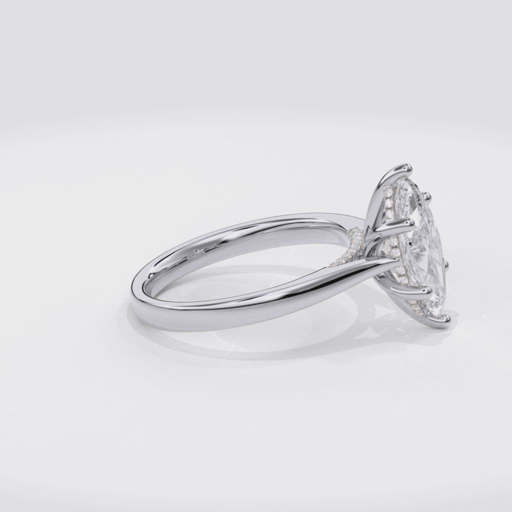 Elara Hidden Halo Salitaire Engagement Ring Marquise•White Gold