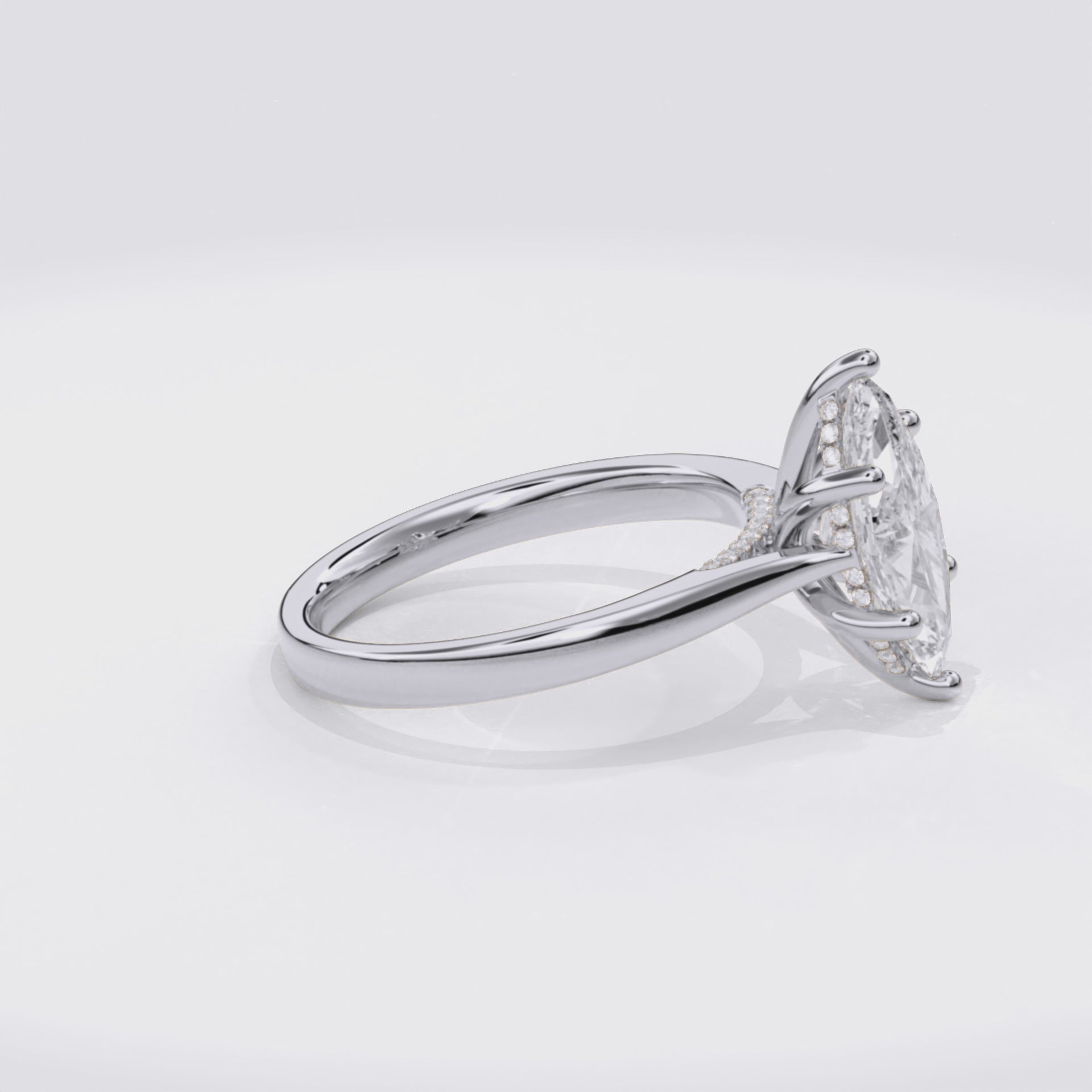 Elara Hidden Halo Salitaire Engagement Ring Marquise•White Gold