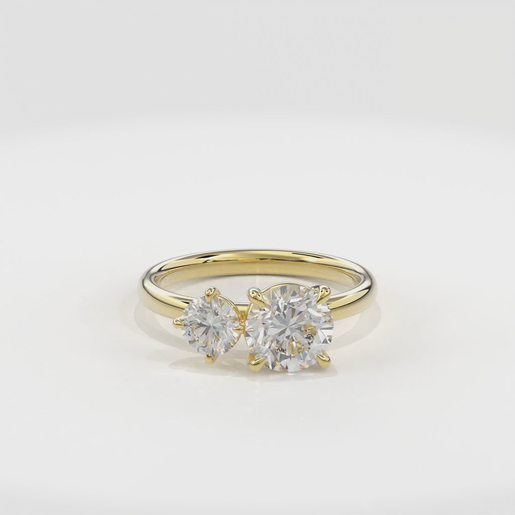 Callisto Two Stones Engagement Ring Round•Yellow Gold