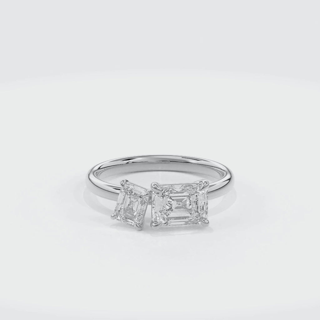 Callisto Two Stones Engagement Ring Emerald•White Gold