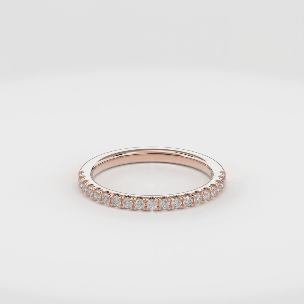 Wedding Bands Half Pave Band 1.8mm•Rose Gold