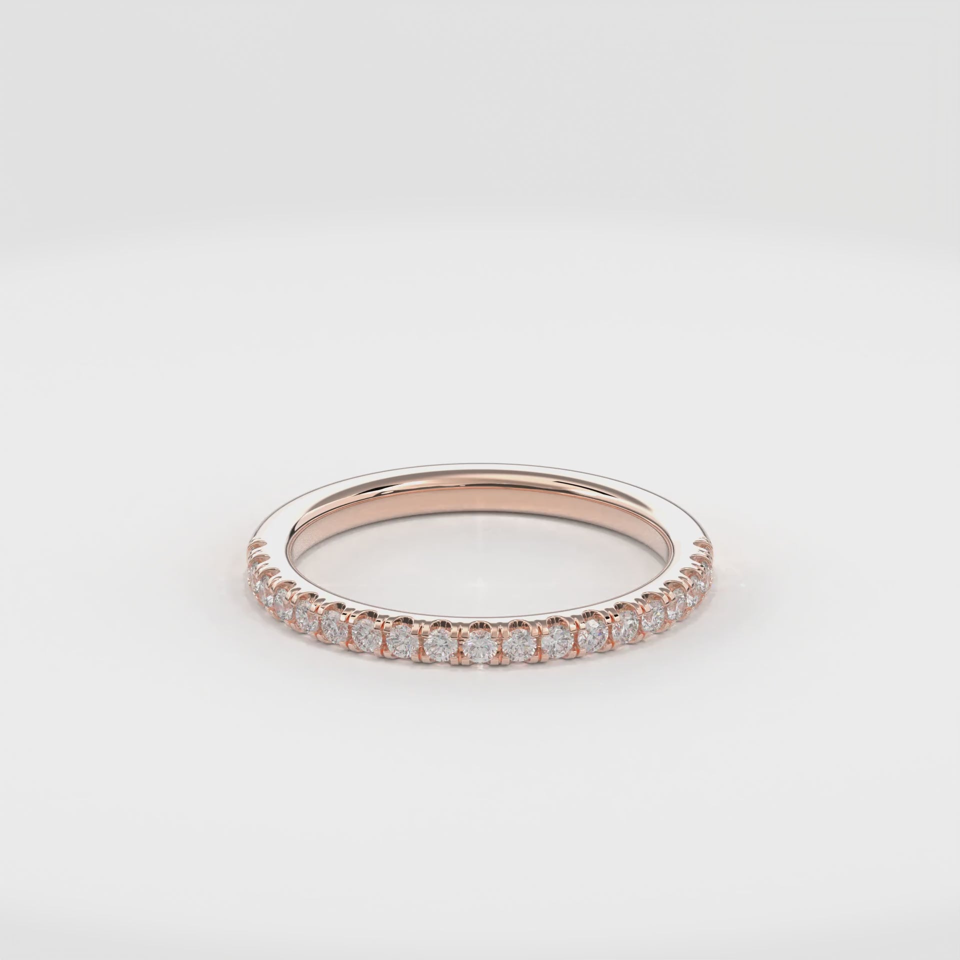 Wedding Bands Half Pave Band 1.8mm•Rose Gold