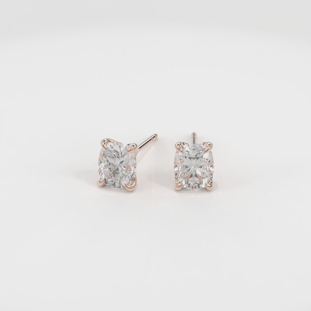 Dia Solitaire Single Stud Earring Cushion•Rose Gold
