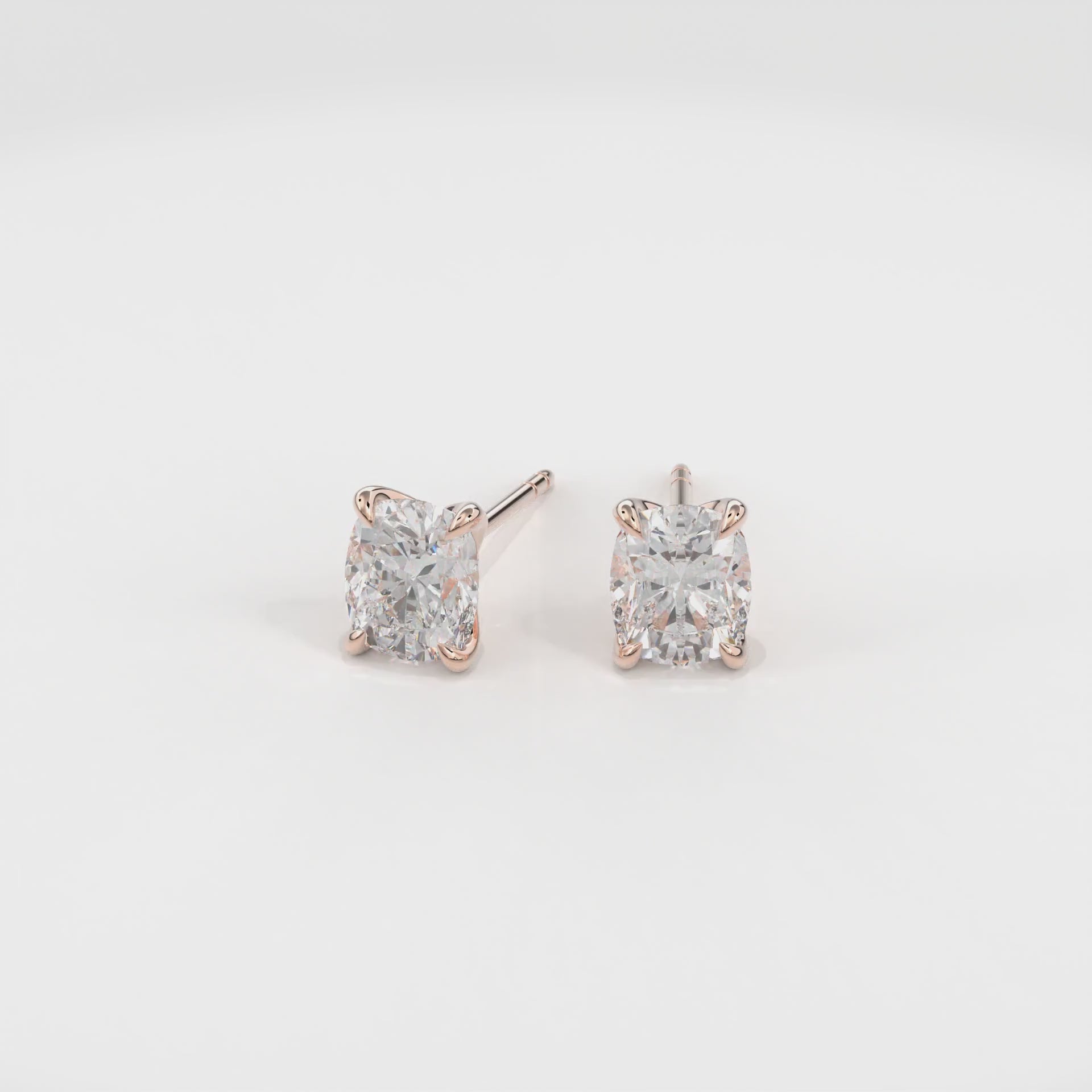 Dia Solitaire Single Stud Earring Cushion•Rose Gold