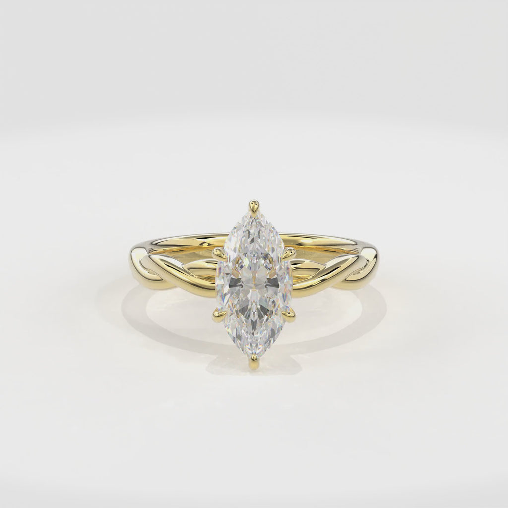 Rhea Twisted Engagement Ring Marquise•Yellow Gold
