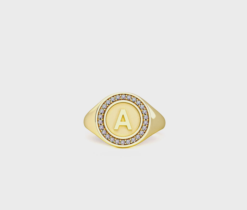 18K Gold Plated Silver Monogram Initial Ring SS25R001G