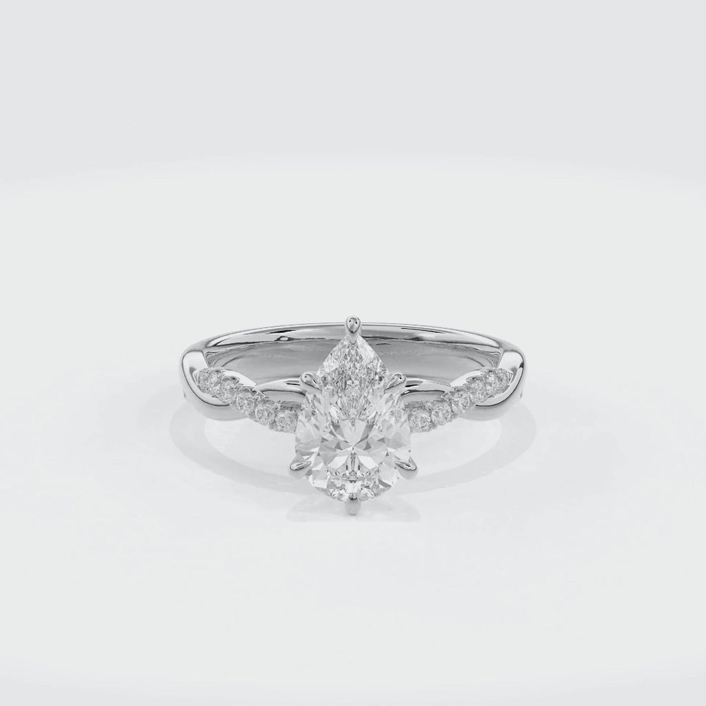Rhea Twisted Pave Engagement Ring Pear•White Gold
