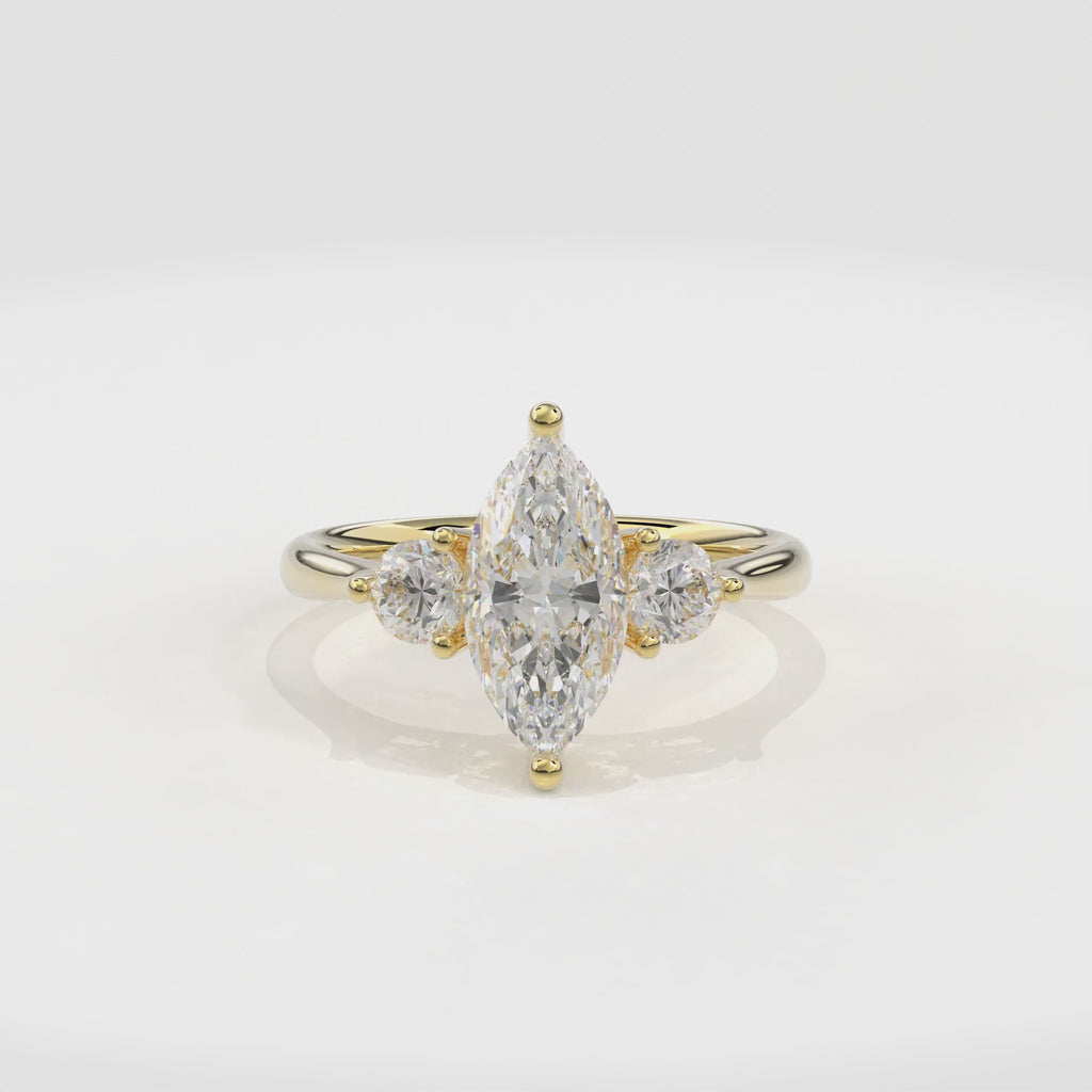 Daphnis Three Stones Engagement Ring Marquise•Yellow Gold