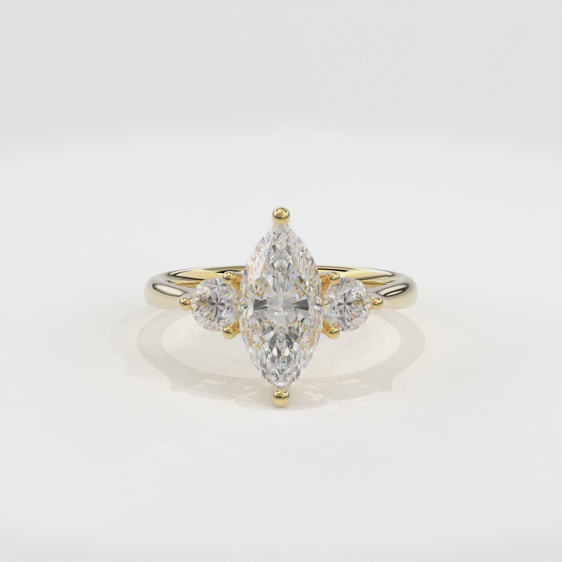 Daphnis Three Stones Engagement Ring Marquise•Yellow Gold
