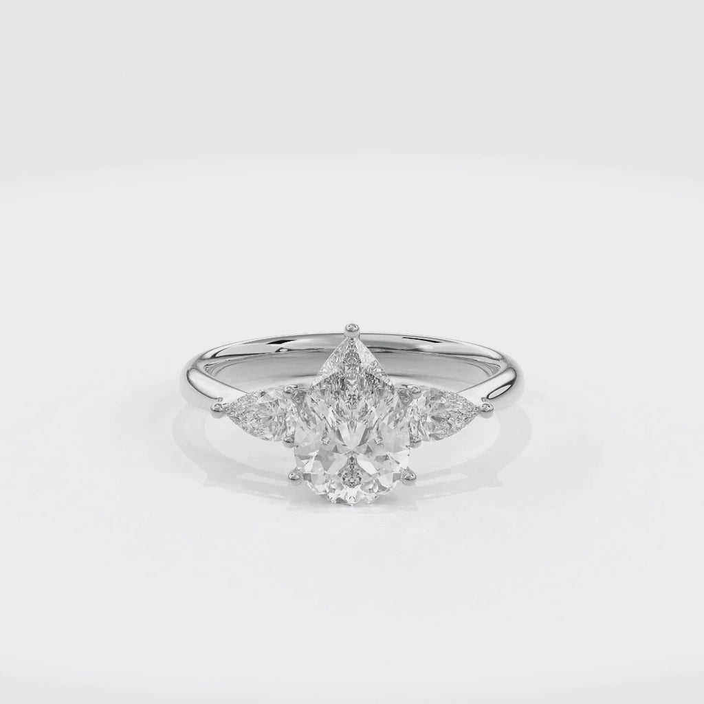 Daphnis Three Stones Engagement Ring Pear•White Gold