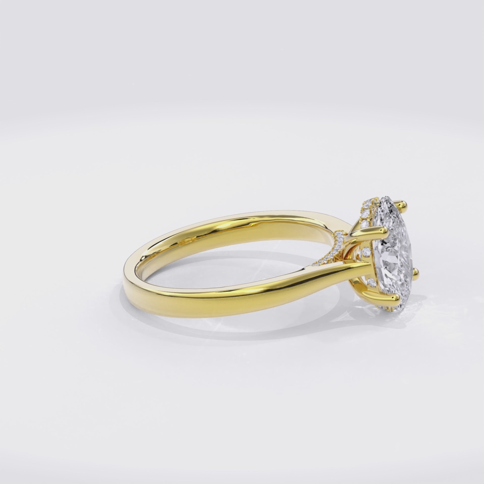 Elara Hidden Halo Salitaire Engagement Ring Oval•Yellow Gold